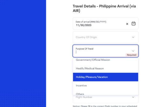 フィリピン旅行時のE-travel 入力方法