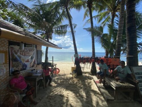 ビーチでスノーケリング